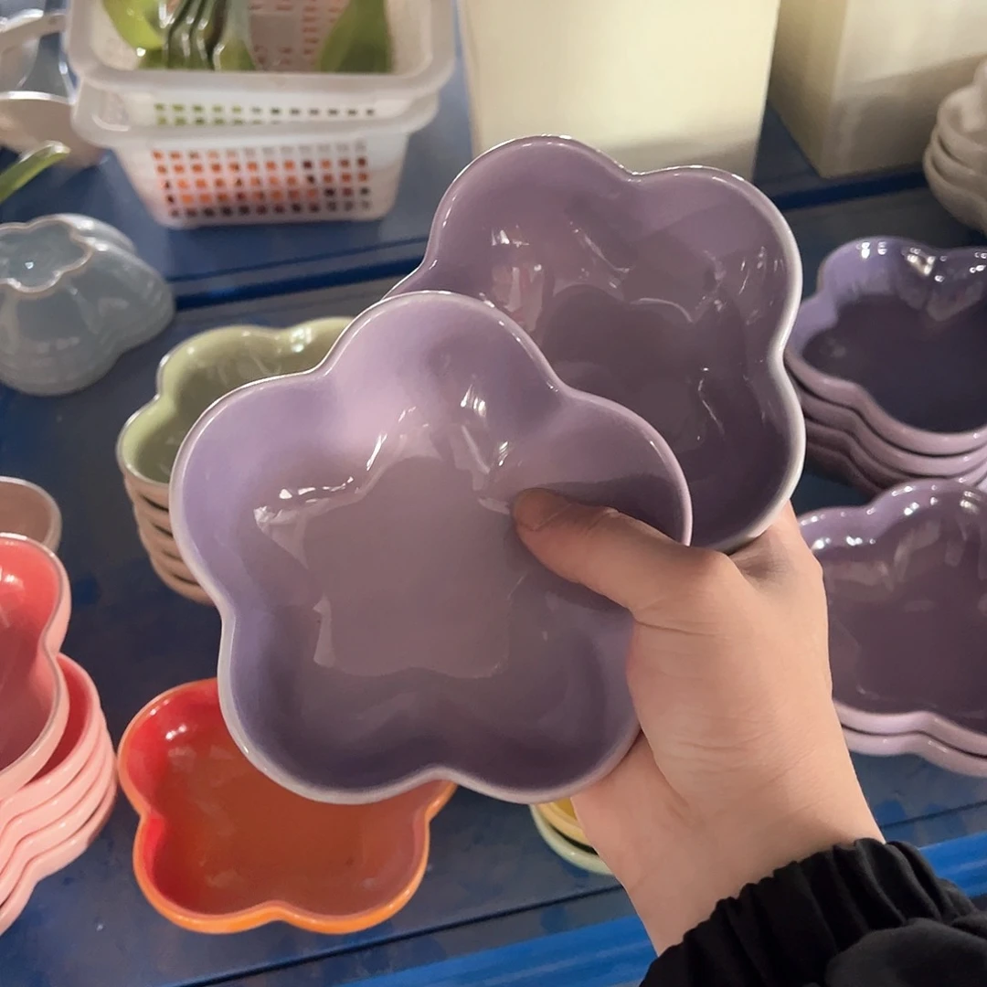 陶瓷  小梅花碗 紫色2个