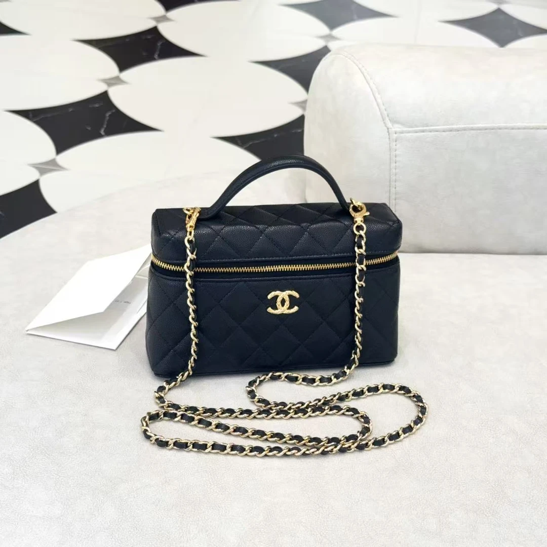 95新 Chanel/香奈儿 GGS香奈儿26c LP手柄长盒子黑金荔枝76867816