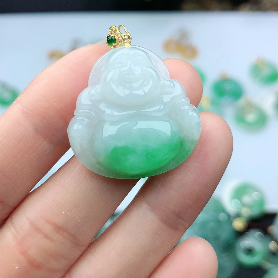 翡翠颈饰18K金镶嵌田*翡翠