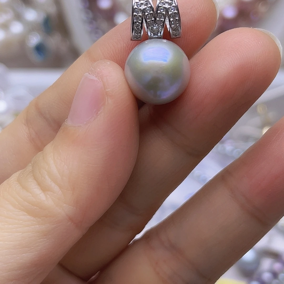 银S925镶嵌淡水珍珠吊坠或者耳钉