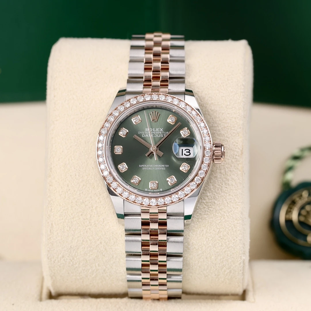 99新 Rolex/劳力士 279381-0007 橄榄绿 钻圈五珠链2025年5月保卡