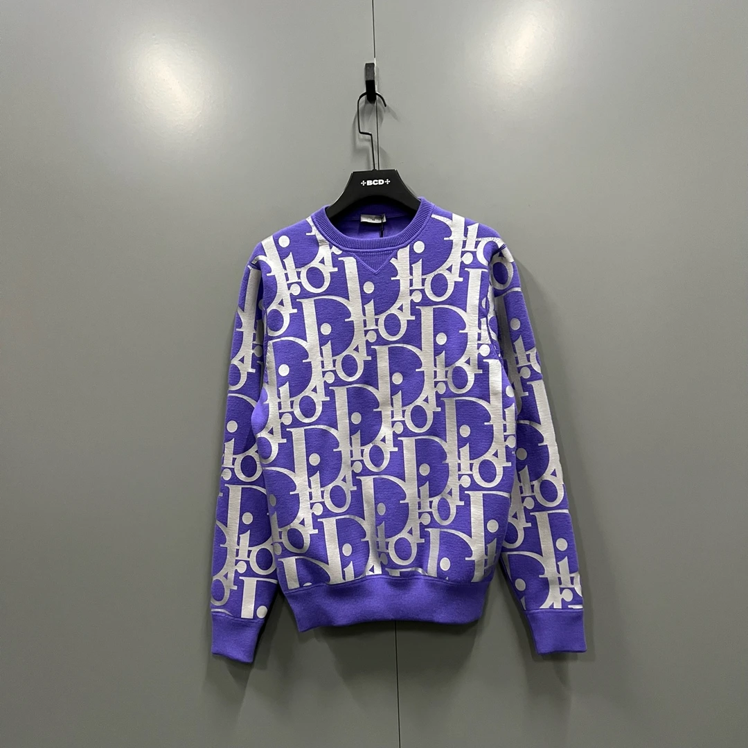 95新 DIOR/迪奥 q213 紫色反光logo满印卫衣 S码/fg205193