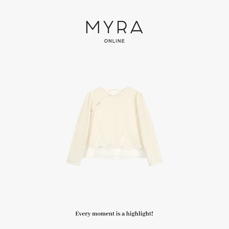 MYRA“初恋2.0”丝绒+桑蚕丝拼接长袖马甲上衣XM025239