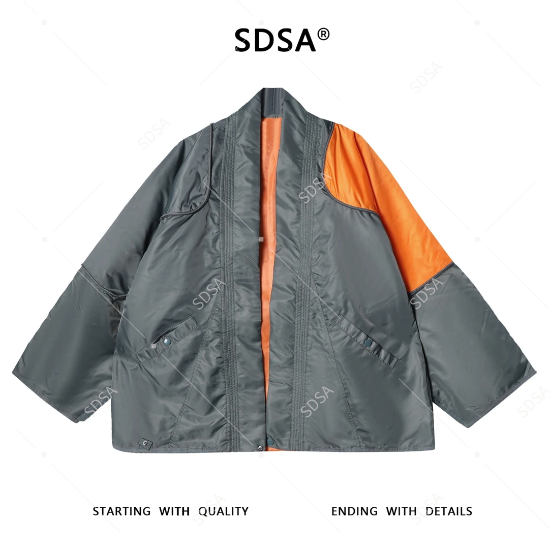 SDSA男士秋冬新款痞帅男装美式潮牌拼接拼色夹克外套百搭时尚上衣