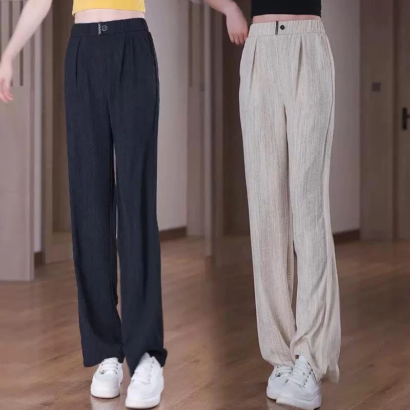 薄款窄版阔腿裤女春夏季年新款高腰宽松垂感直筒裤显瘦休闲裤