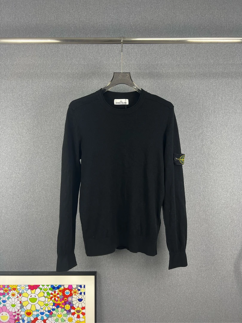 95新 STONE ISLAND STONE ISLAND石头岛袖标羊毛毛衣 M码 12610