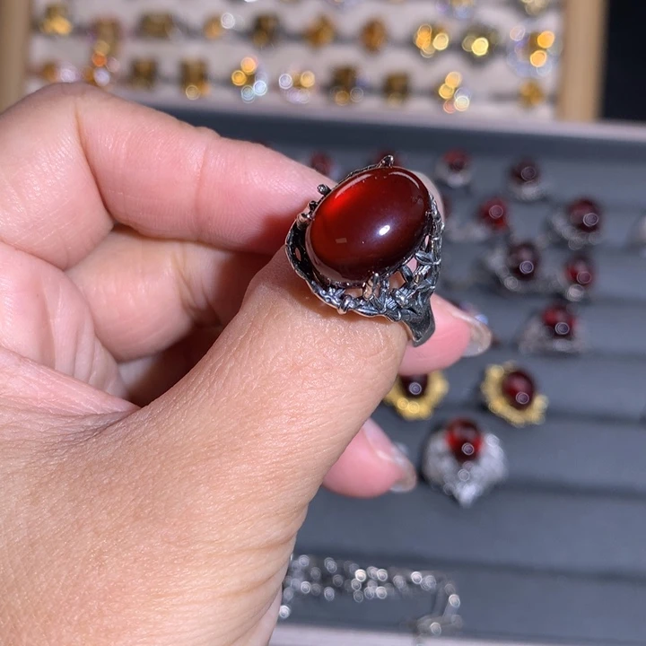 【闪购商品】水晶戒指银S925镶嵌饱戒指