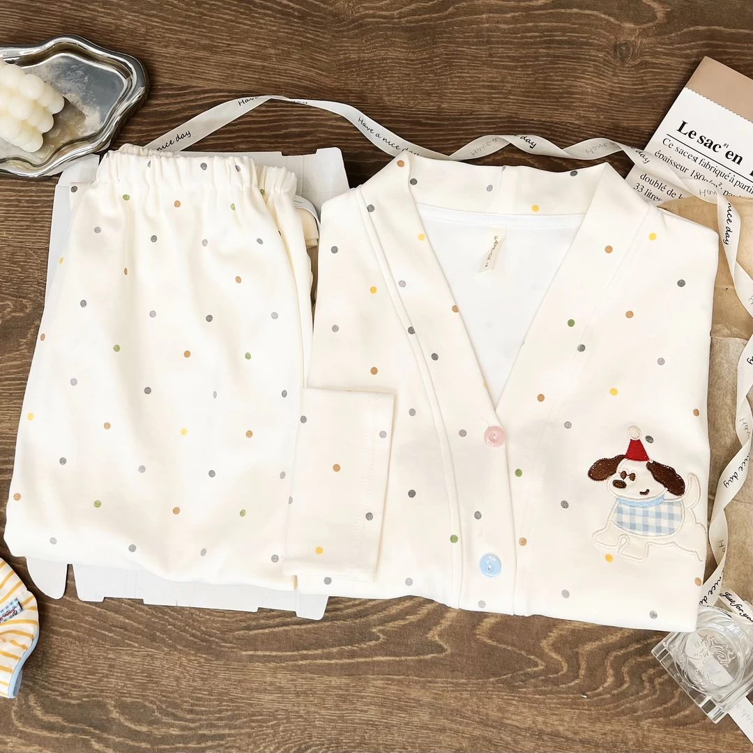【云感棉-带胸垫】月子服待产长袖产后卡通月子服哺乳孕妇装