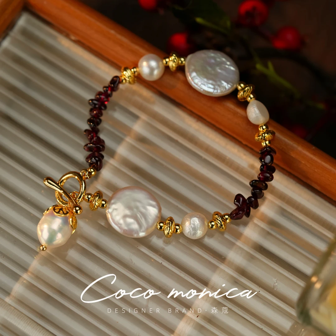 【小霞珠宝】石榴石手链手工气质轻奢百搭复古小众简约WE17