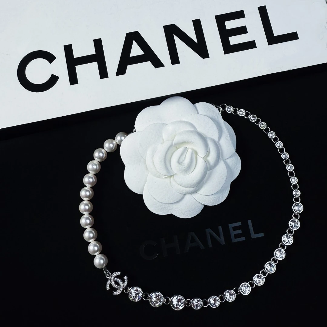 95新 Chanel/香奈儿 柚礼中古/香奈儿珍珠莱茵石项链NJ506005
