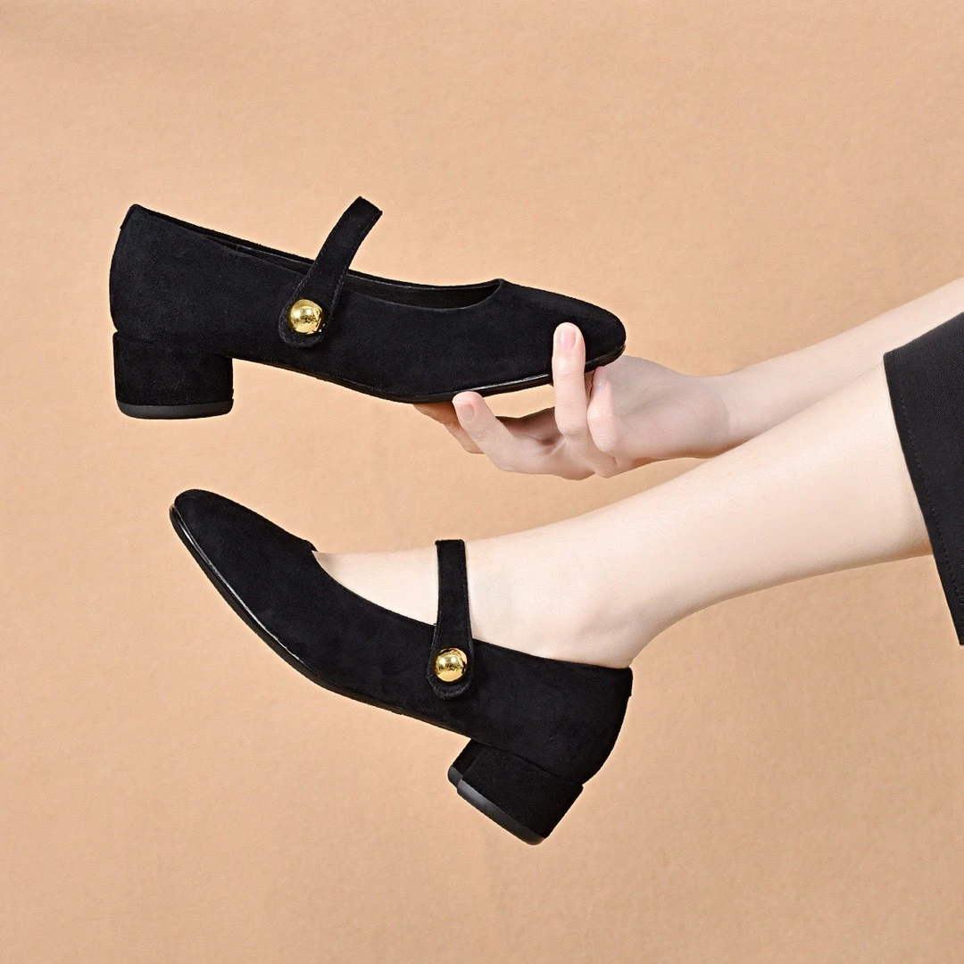 高级感法式复古西施绒玛丽珍鞋浅口鞋晚风温柔单鞋仙女鞋