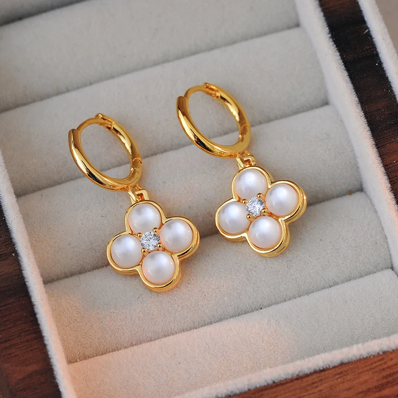 铜合金耳饰 高版本时尚小众复古高级感轻奢气质小花花朵耳钉耳环