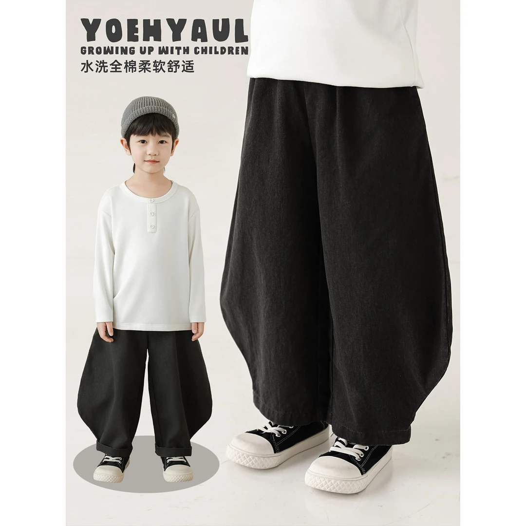 幼悠童装男童秋装全棉宽松裤子2025秋季新款日系儿童休闲裤N6878