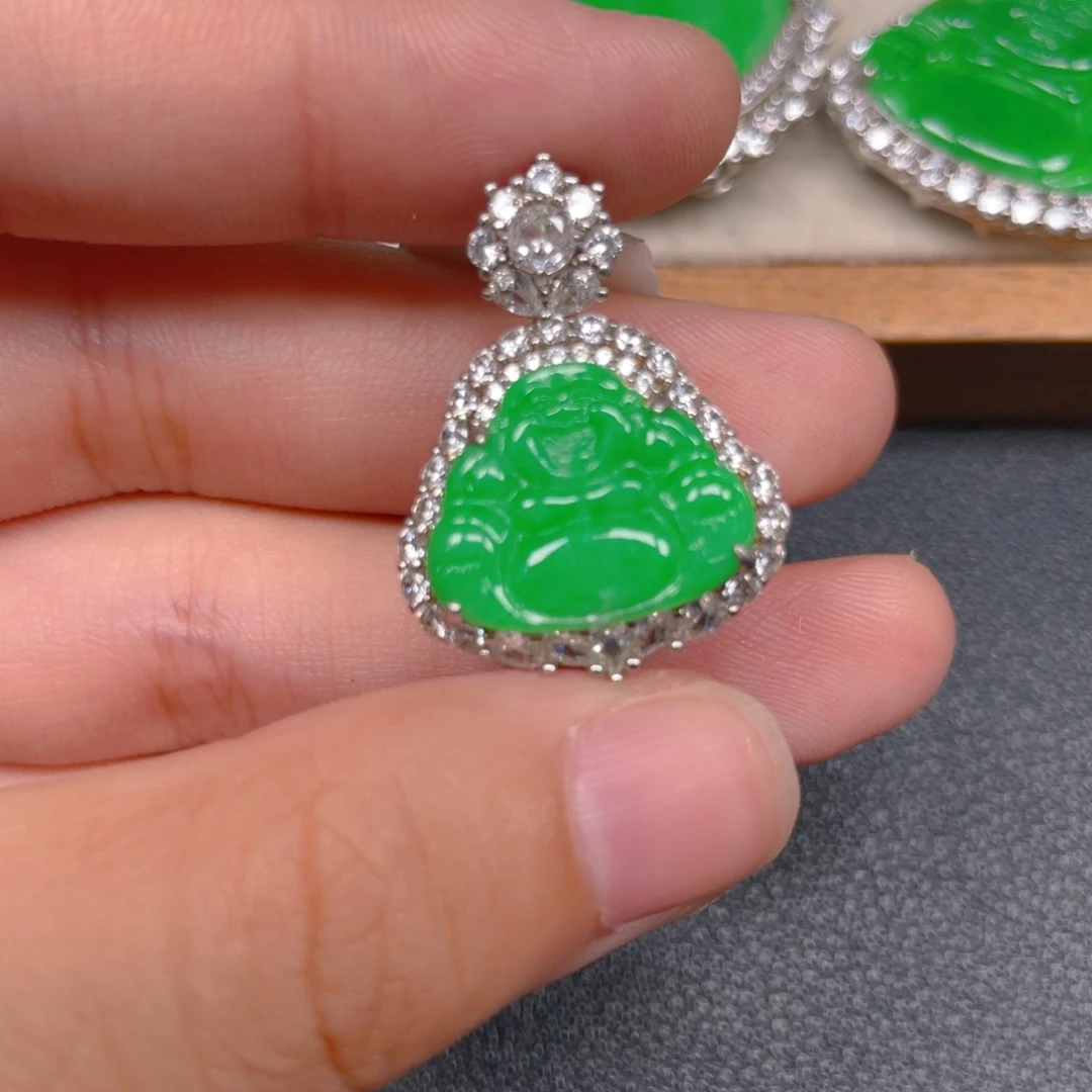 吊坠(不含链)银S925镶嵌翡翠b n n n
