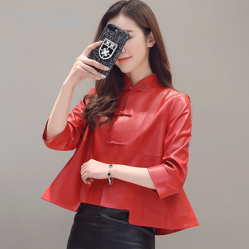 海宁真皮皮衣啄木女款2025秋季真皮短款皮衣外套绵羊皮皮衣女装