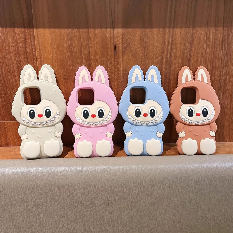 苹果|拉布布支架卡通可爱适用iPhone16p女款创意立体软硅胶手机壳