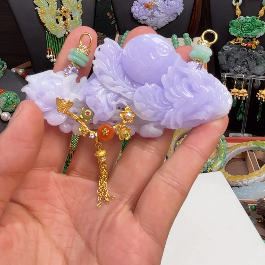 桃***丨翡翠未镶嵌颈饰翡翠