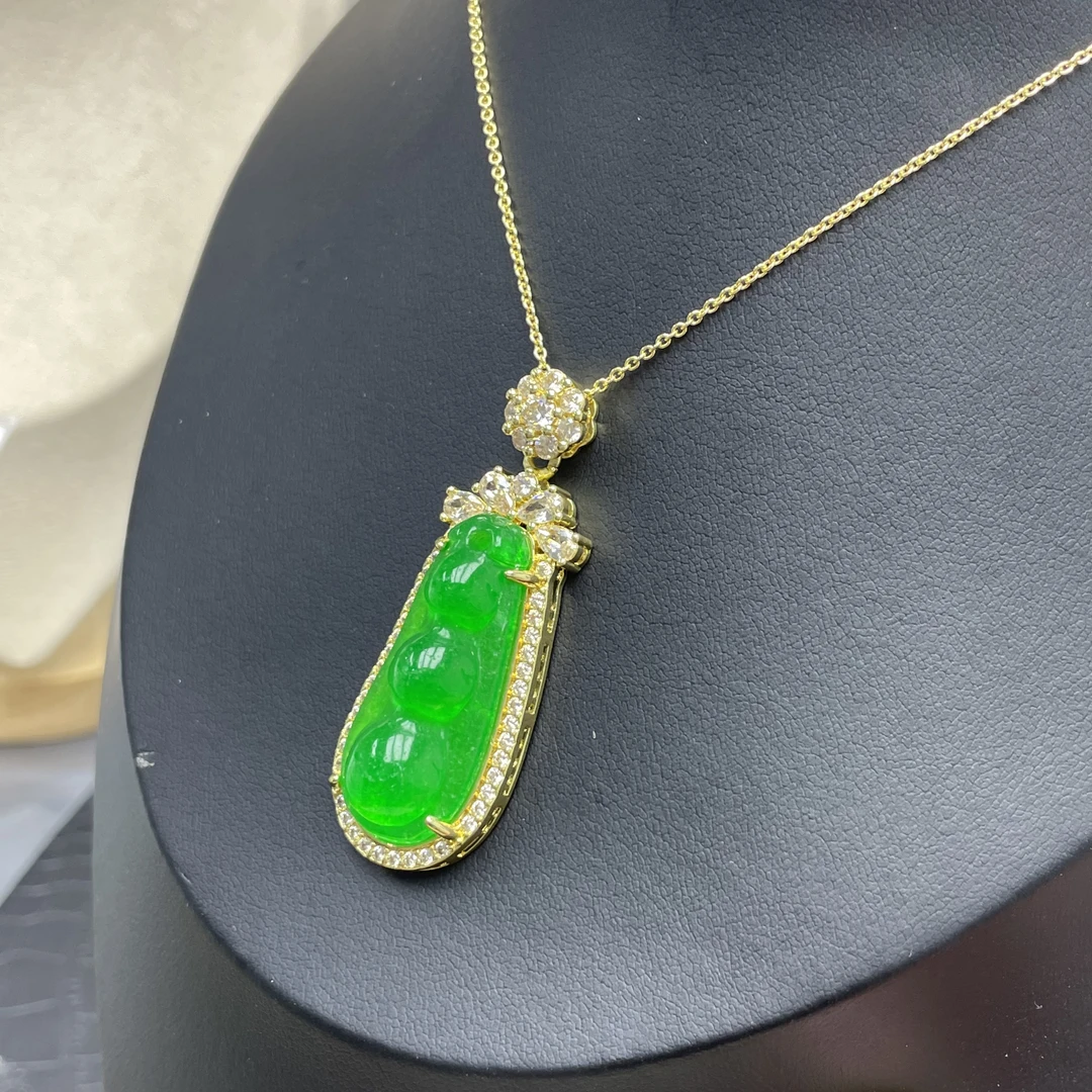 [大芃珠宝】翡翠四季豆吊坠LY144