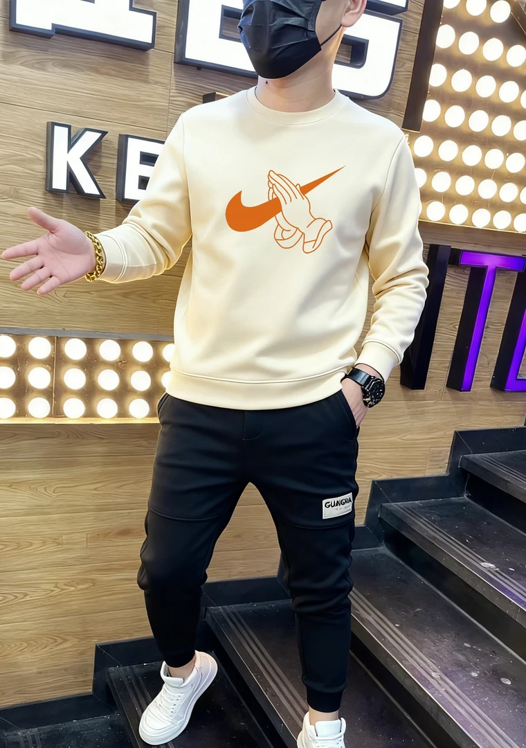 卫衣男2025秋季新款潮流ins帅气学生长袖T恤圆领印花青年上衣潮流