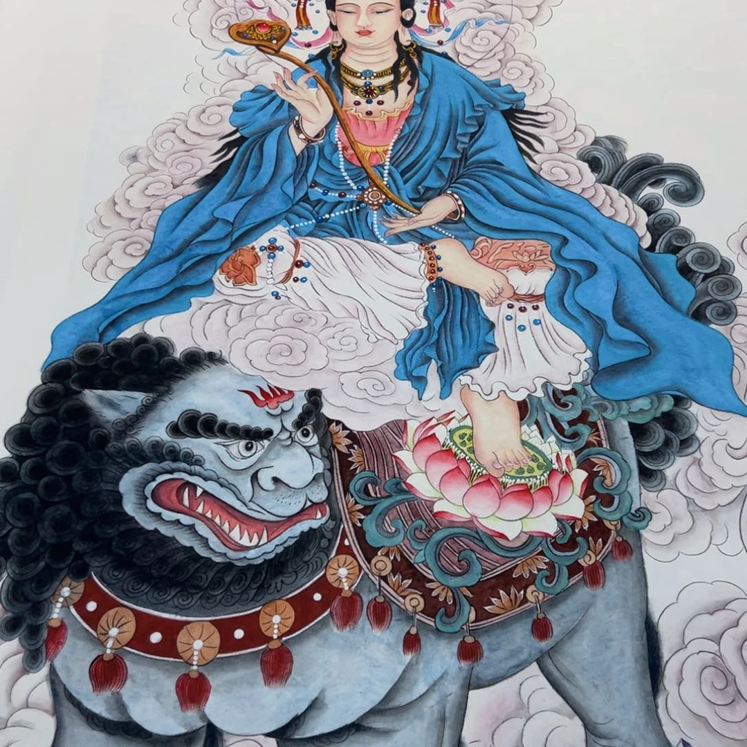 菩***愿国画李老师文殊菩萨作品