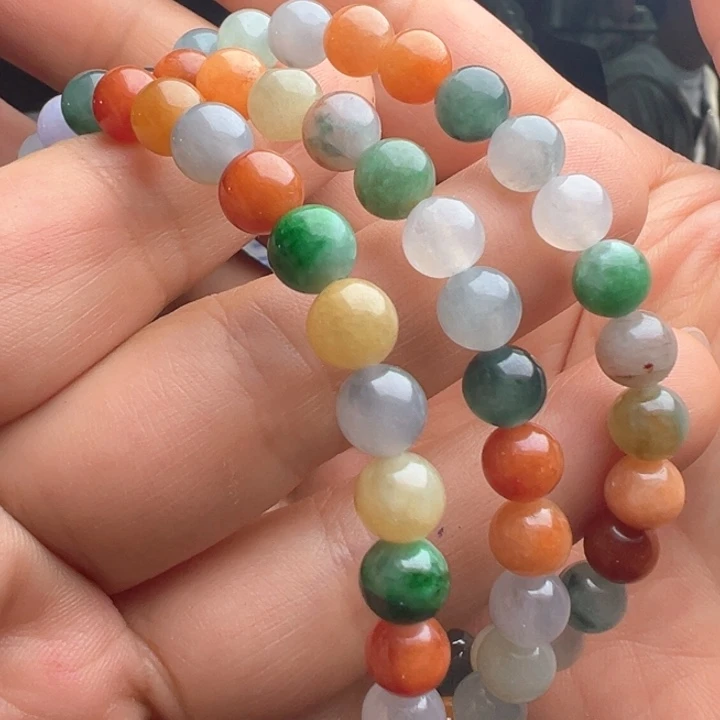 定制翡翠未镶嵌7.0mm种老多宝长项链