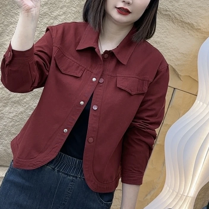 春季2025爆款新款时尚洋气百搭宽松潮牌小个子长袖短款外套893-2