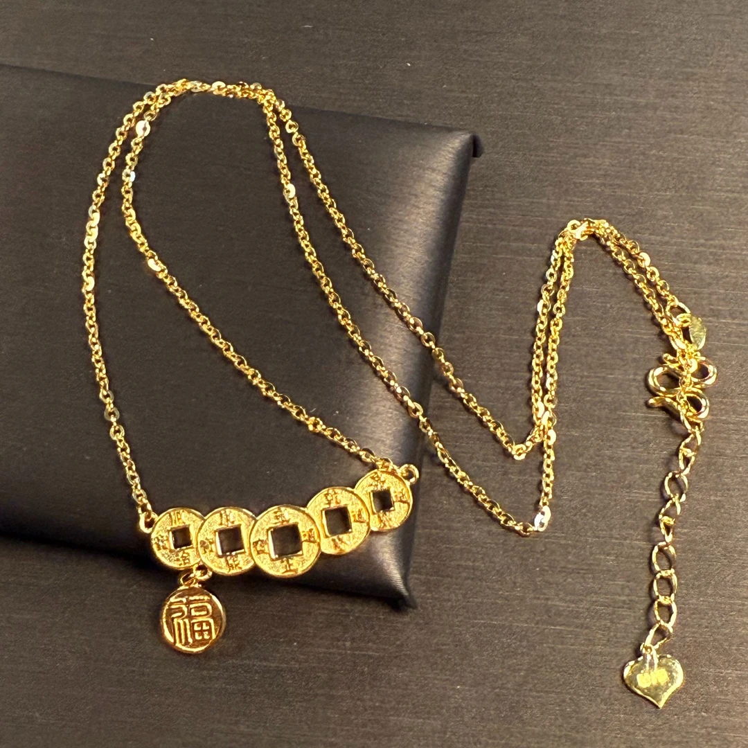 坠链均足银 五帝币套链