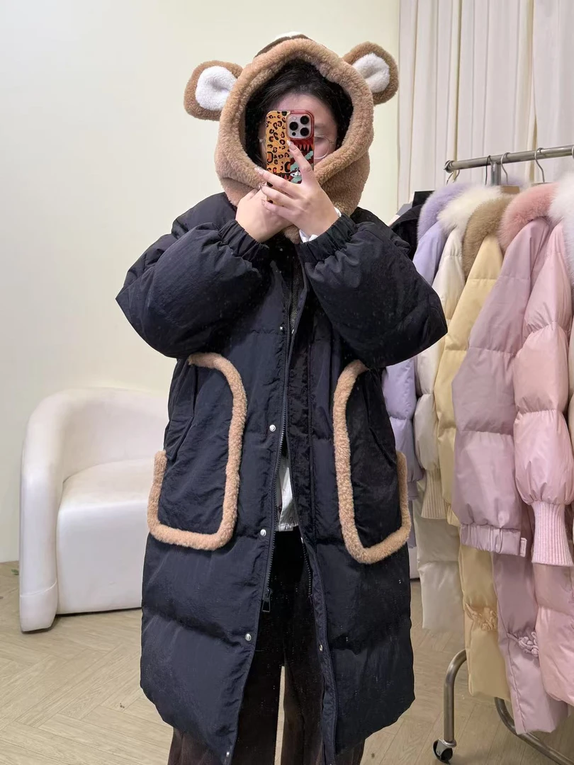 【48小时内发】加肥加大码200斤胖mm中长款加厚白鸭绒羽绒服女