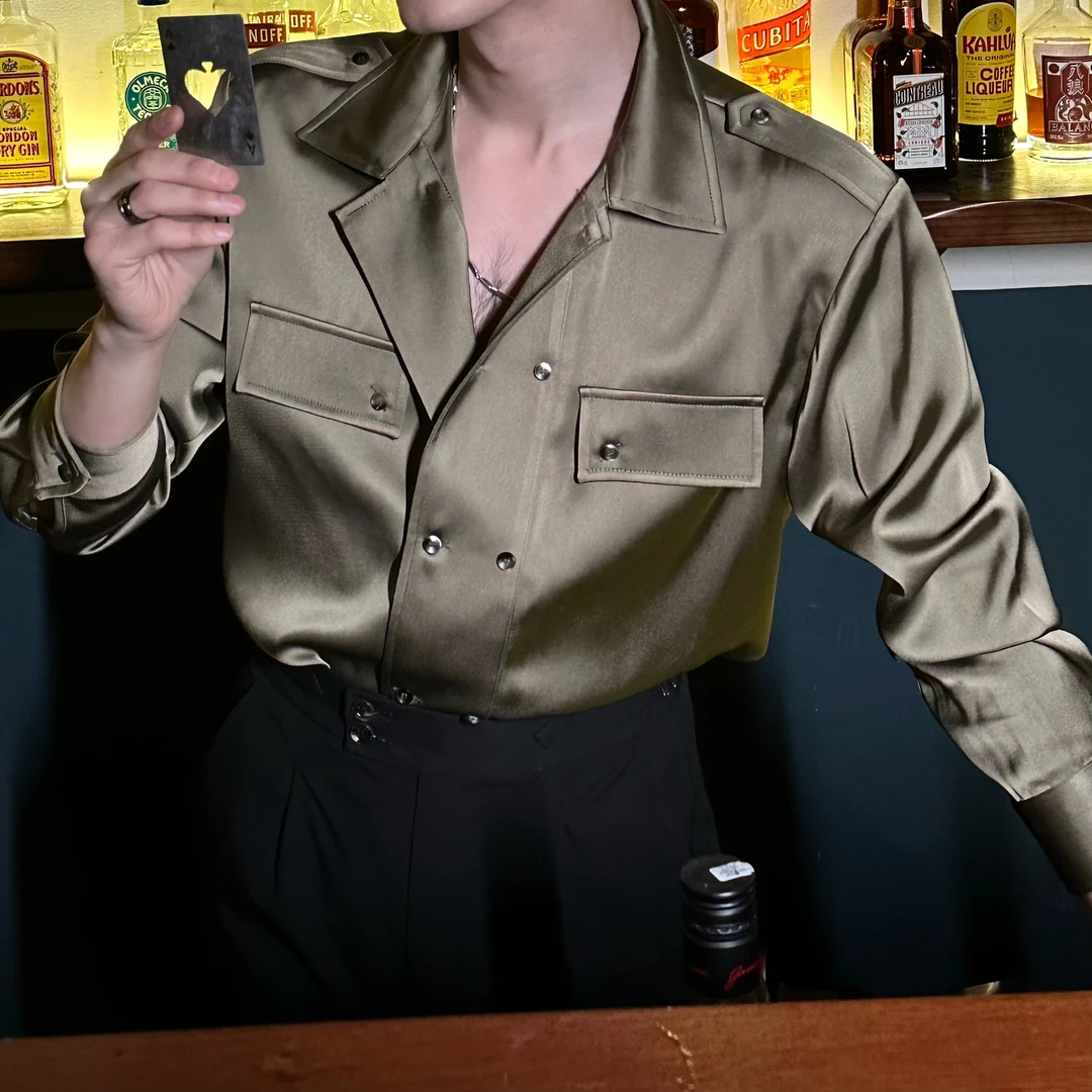 【巴顿・威尔】春秋时尚简约男士痞帅百搭休闲潮流衬衫3225