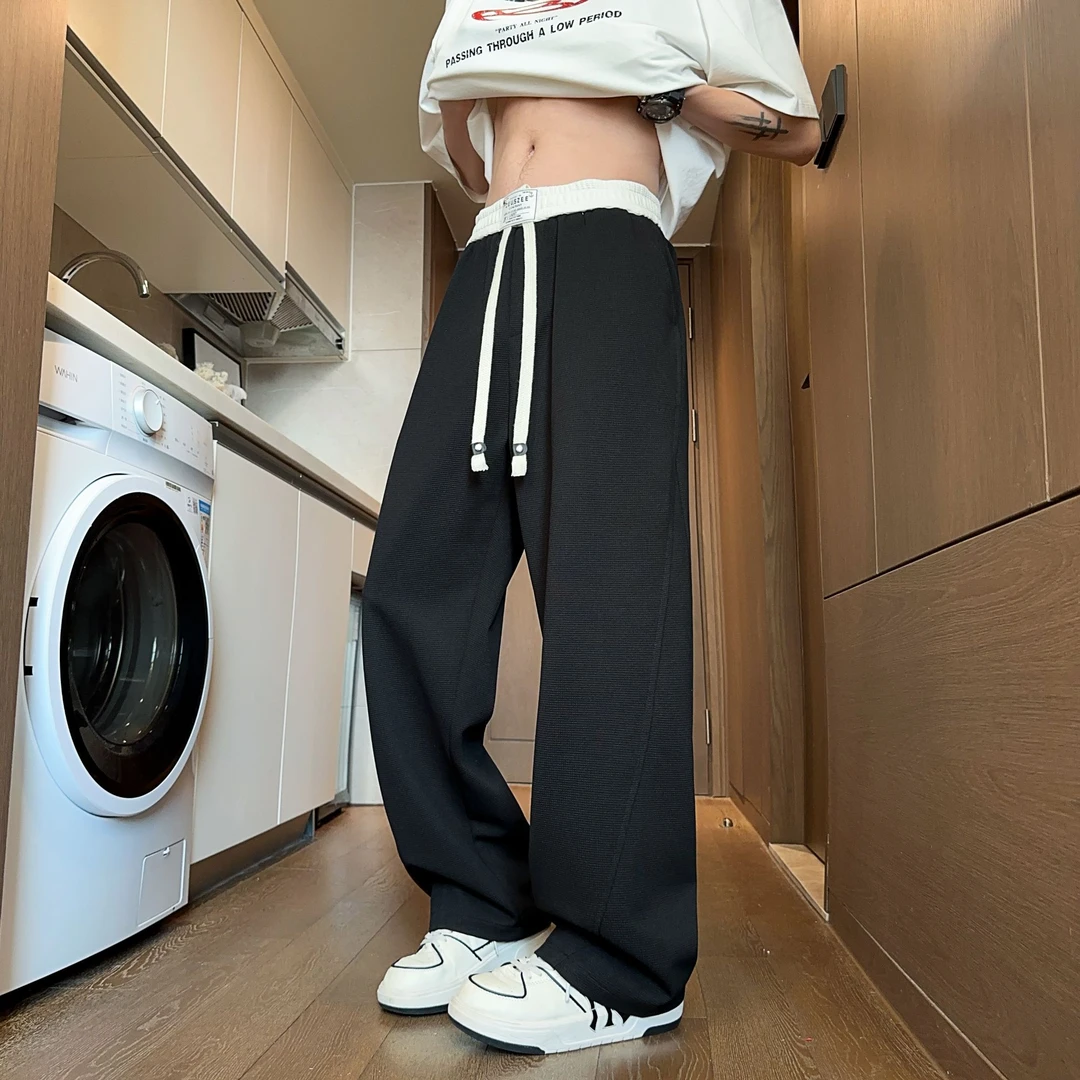 弯刀裤子男款2025新款秋冬加绒加厚潮流直筒休闲裤宽松百搭阔腿裤