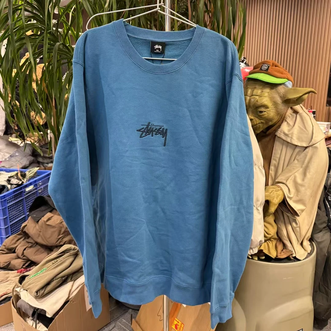 【聚猩03】stuss 蓝色圆领卫衣 潮流服饰