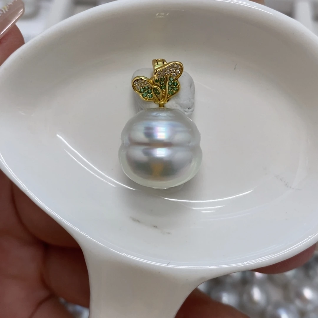 海水珍珠裸珠澳白银蓝单珠15.8