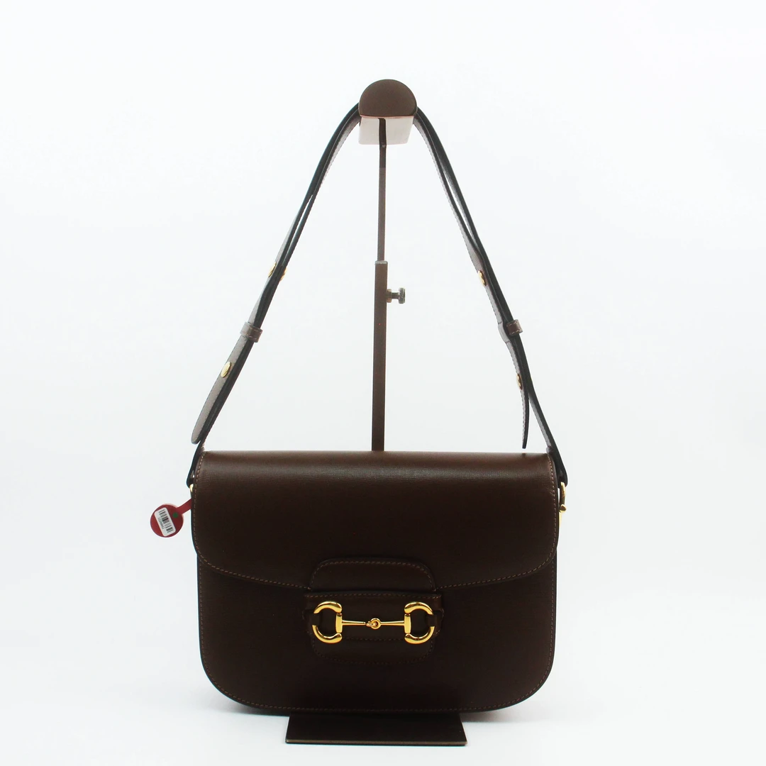 95新 GUCCI/古驰 80475B 棕色Horsebit 1955马衔扣单肩包