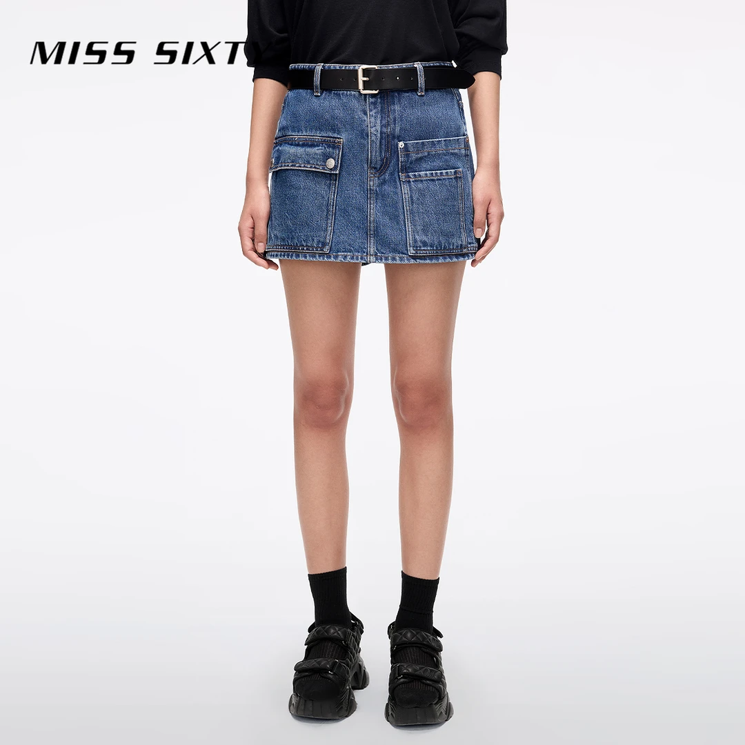 【杨幂同款】Miss Sixty2025夏季新款牛仔短裤女配腰带工装高腰裙裤