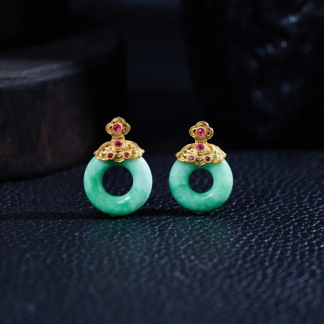 【歪歪】翡翠甜甜圈吊坠*18K金镶嵌（多样性发一）X-J2291