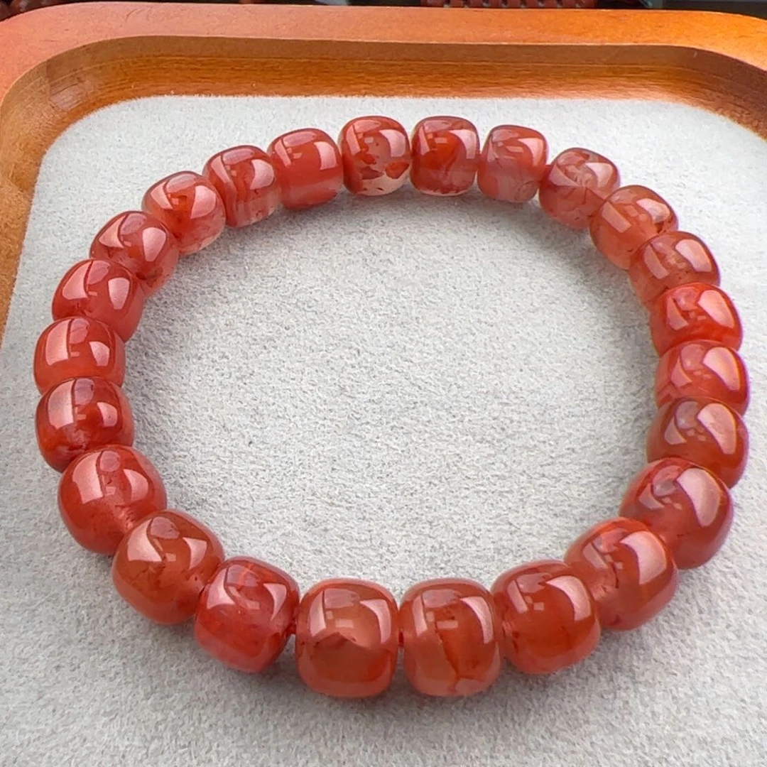 南红玛瑙Q57柿子锦火焰冰飘老型9+未镶嵌