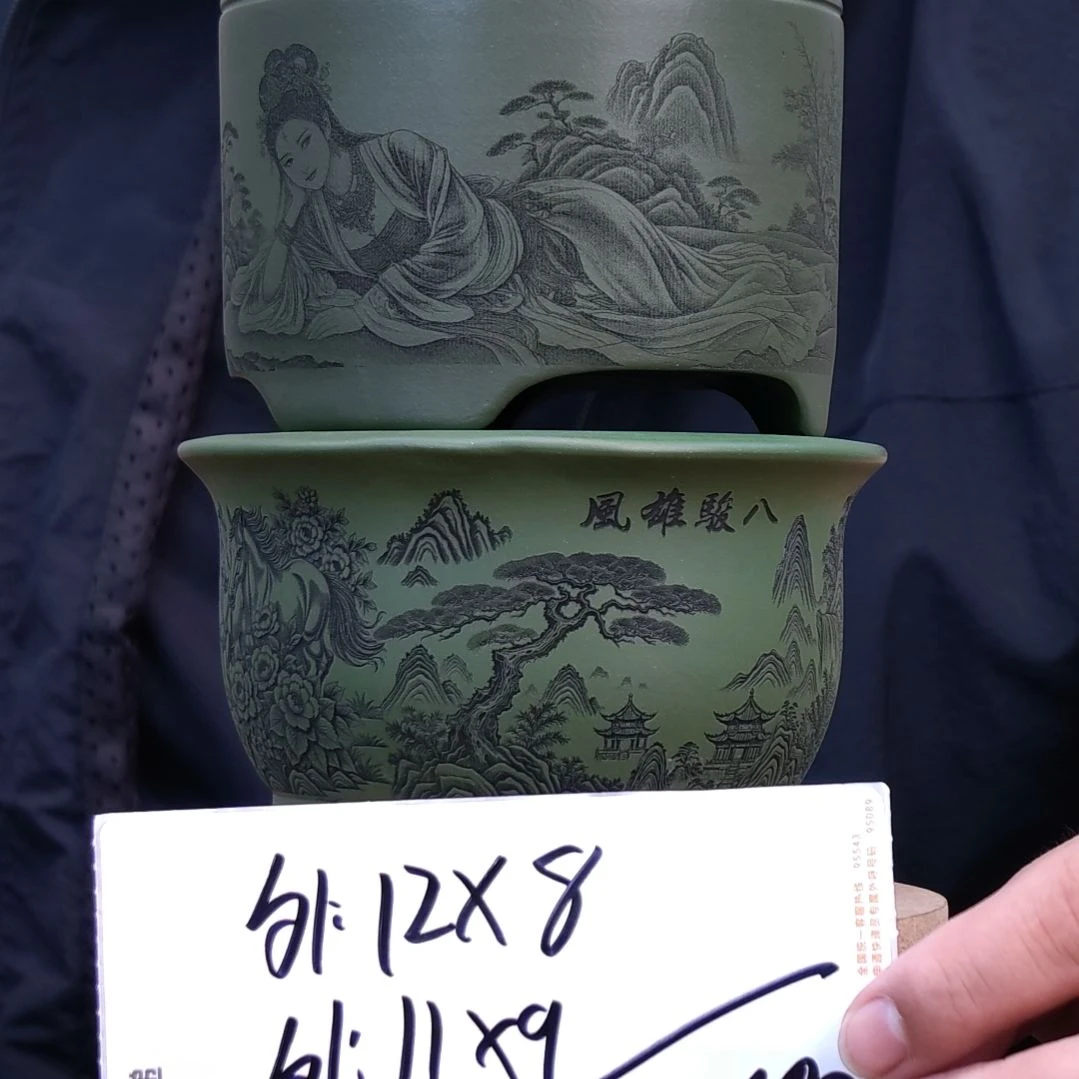 紫砂花盆同喜同喜