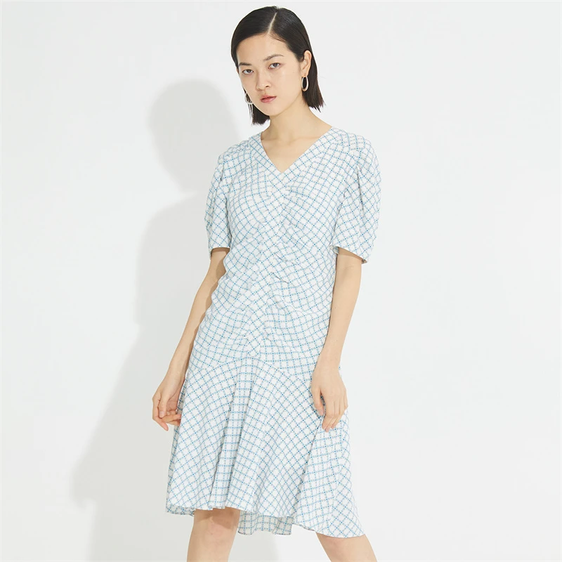 Mind Bridge/心桥时尚格子连衣裙MB1671-MUOP329FBL