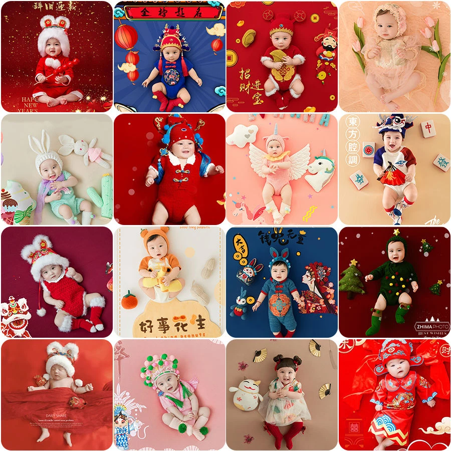 百天照宝宝拍照服装出租婴儿百天满月百日拍摄影道具主题新年衣服