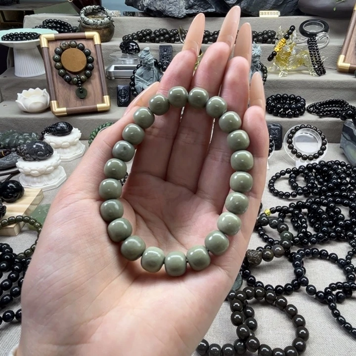 和田玉未镶嵌手链10豆青