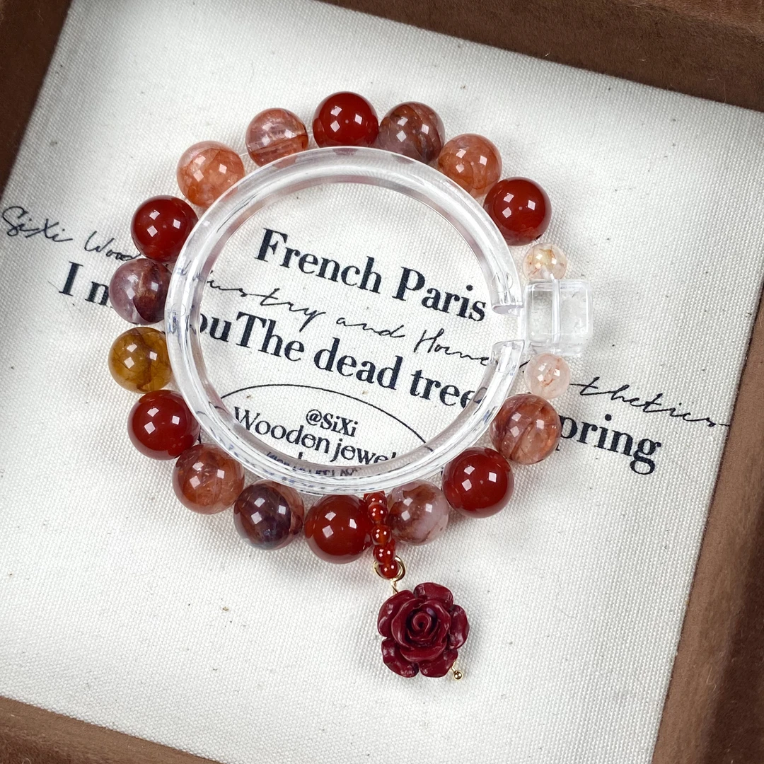 YT0020【永生红玫】 红胶花朱砂手链