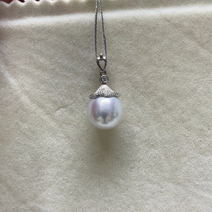 吊坠(不含链)银S925镶嵌海水珍珠澳白11-12mm26号