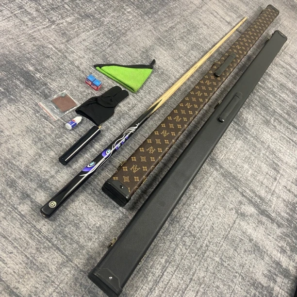 中式黑八专用台球杆一体通杆小头手工杆斯诺克九球美式桌球杆
