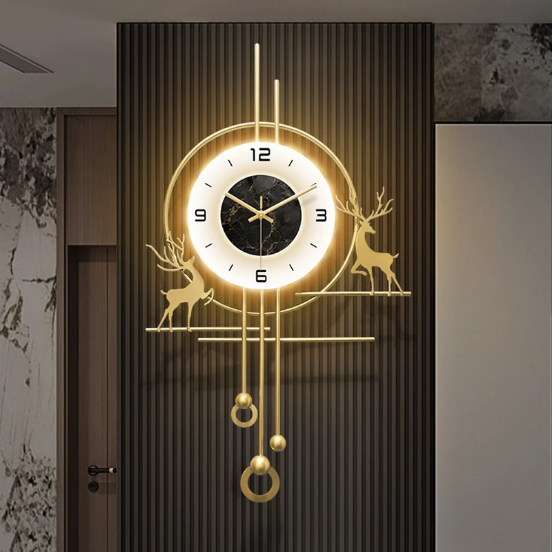 大气时钟挂墙入户玄关客厅石英钟现代简约2025新款钟表挂钟