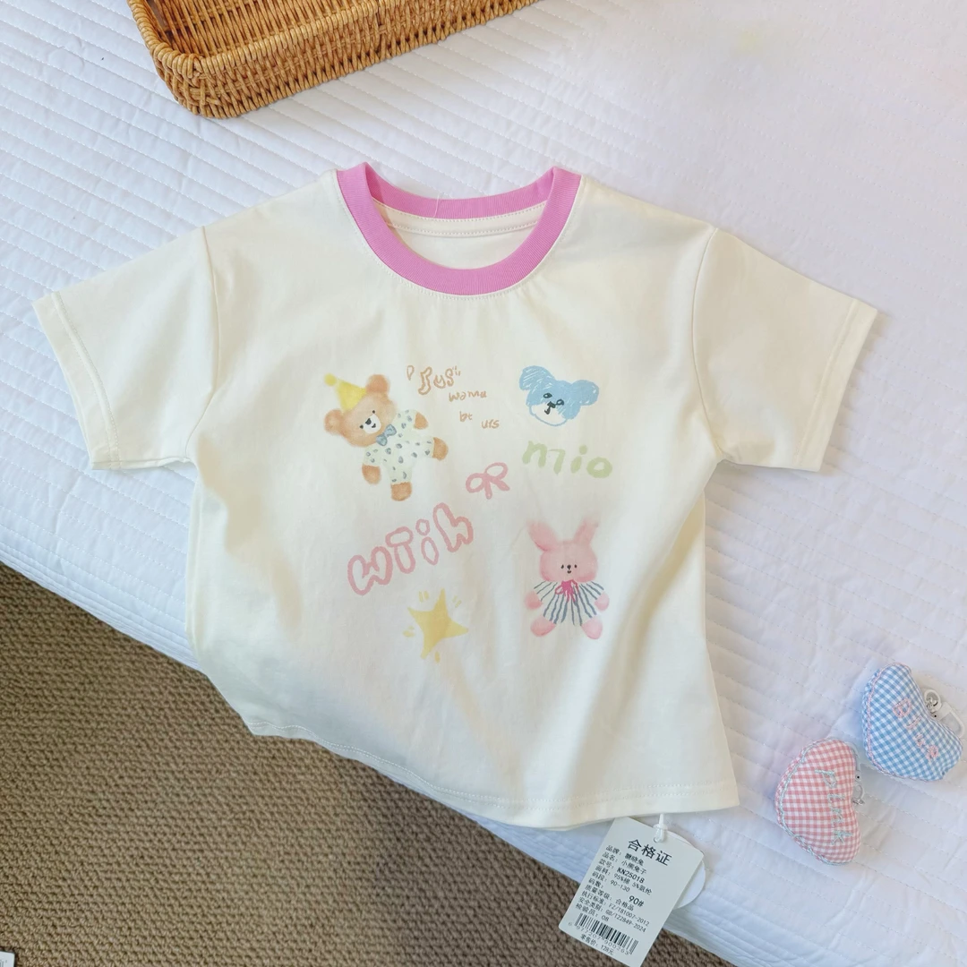 2025夏季新品女童可爱卡通库洛米棉短袖T恤