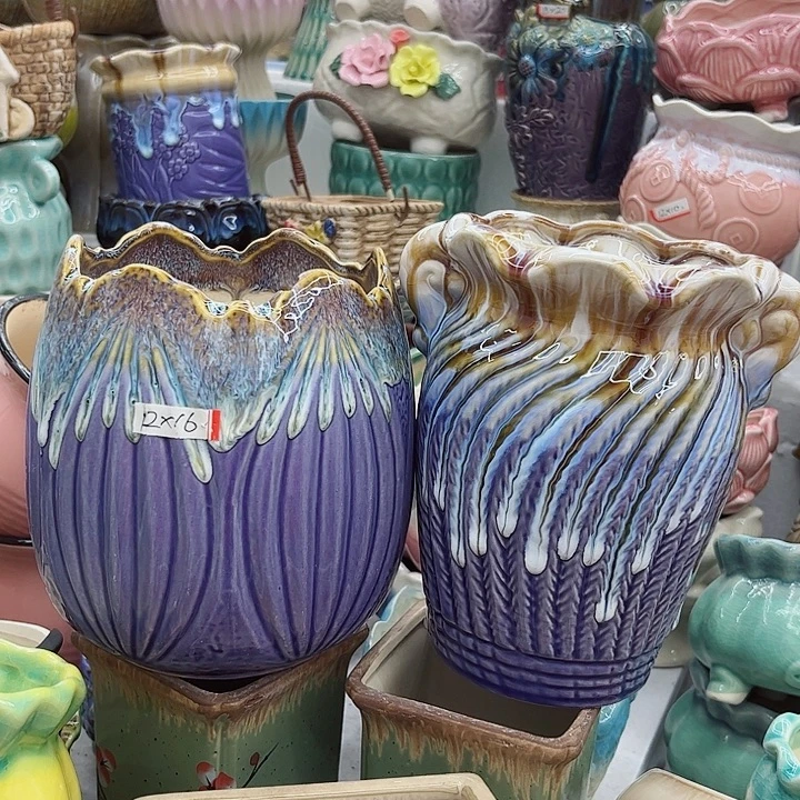 多肉绿植陶瓷花盆9.9包邮，有孔