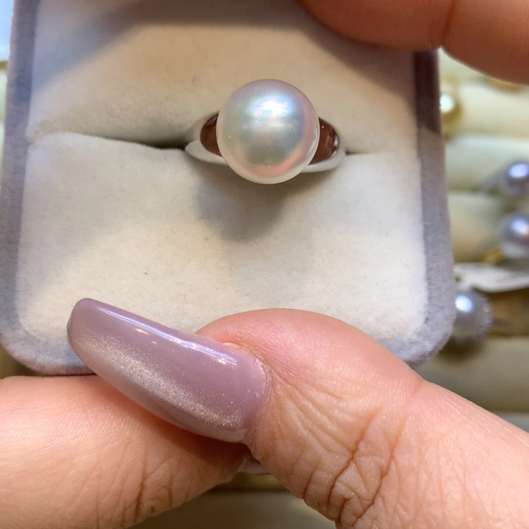 银S925镶嵌戒指海水珍珠