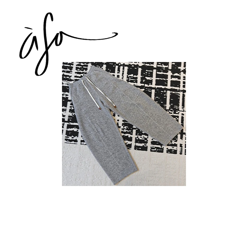 ASA-一条立体感的外弧高腰羊毛阔腿裤