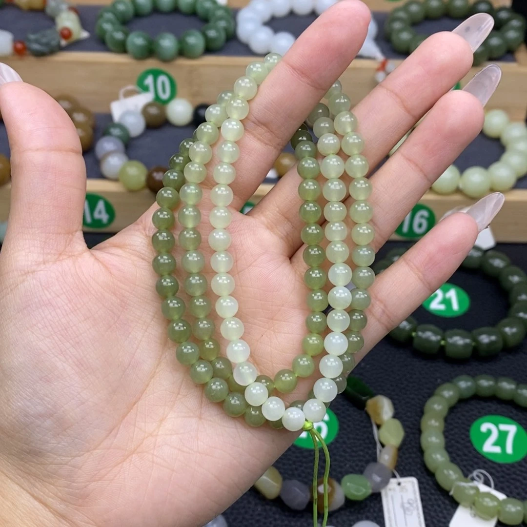 和田玉手链未镶嵌卡6m m