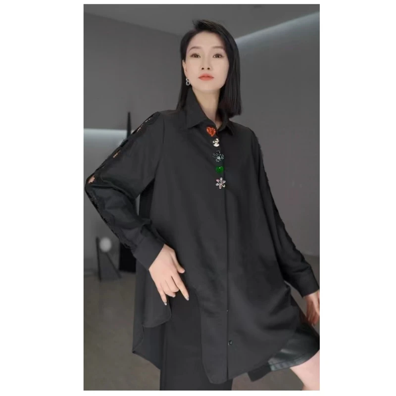 鑫鑫原创2025春装新款小众原创潮流宽松时尚单排彩扣休闲衬衫2016